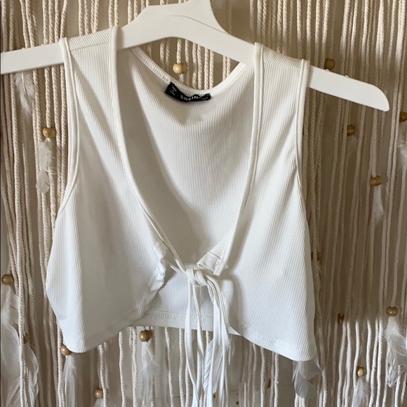 White Cropped tie top - Picture 1 of 1